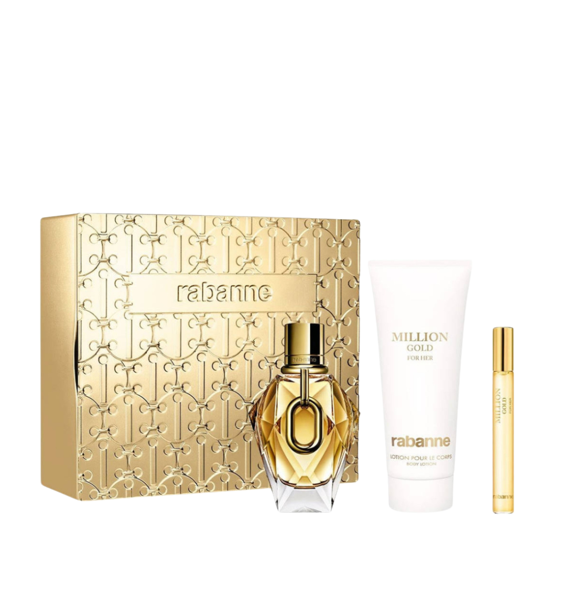 lady million gold Paco Rabanne Lady Million set EDP 90ml+Body lotion 100ml+Tube spray 10ml - Slika 1
