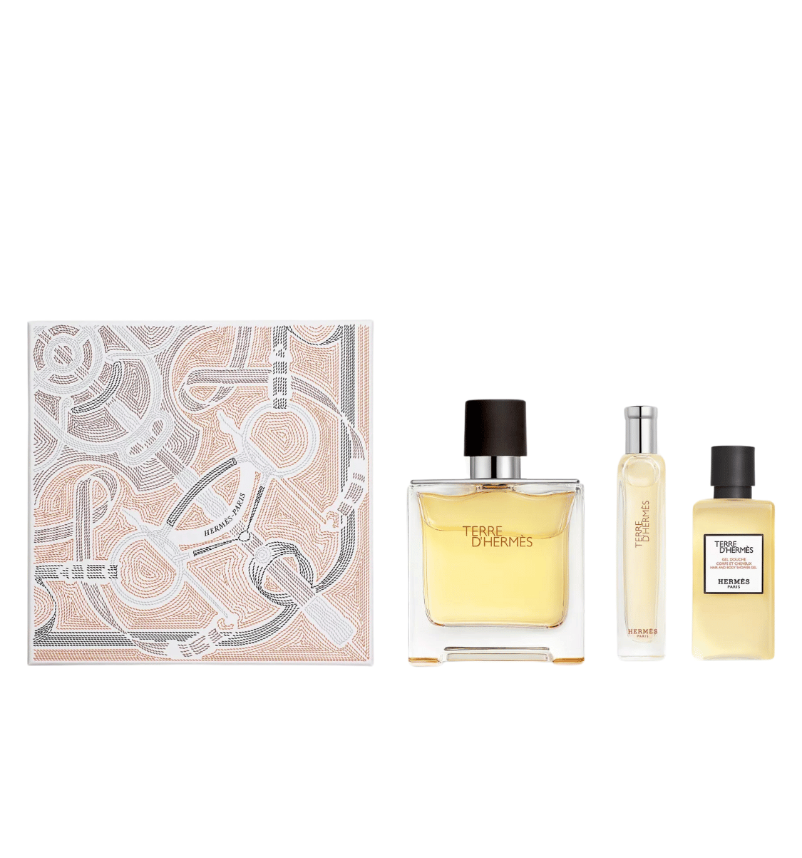 hermes set Hermes Set Terre D` Hermes Parfum 75ml + parfum 15ml + 40ml Shower gel - Slika 1