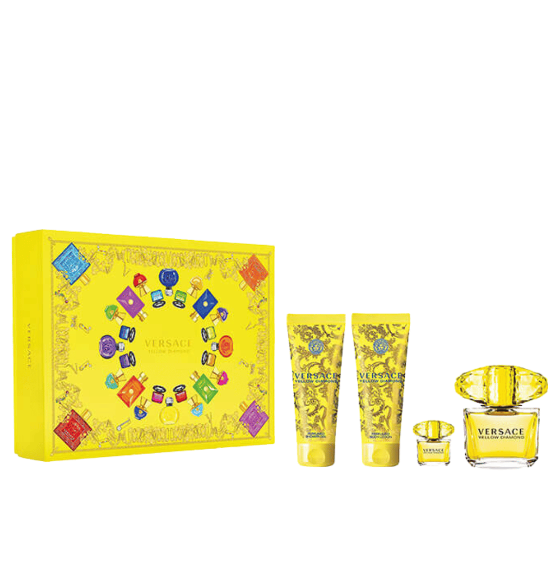 yellow diamond Versace Yellow Diamond set EDP 90ml+EDP 5ml+ Body lotion 100ml+Shower gel 100ml - Slika 1