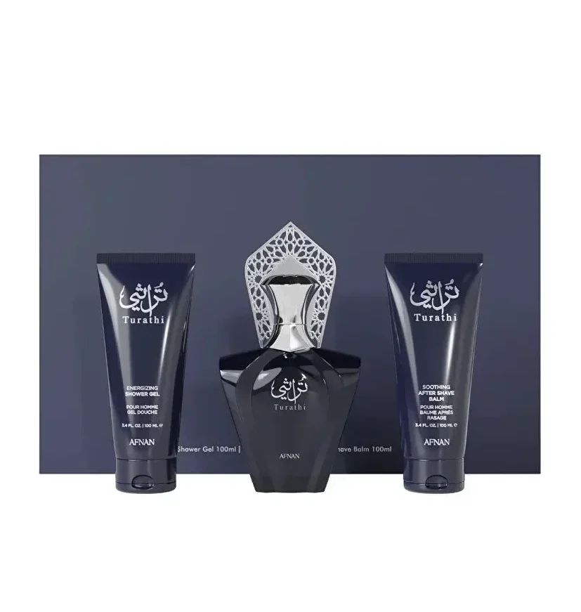 66 AFNAN TURATHI BLUE SET EDP 90ml + SHOWER GEL 100ml + AFTERSHAVE BALM 100ml - Slika 1