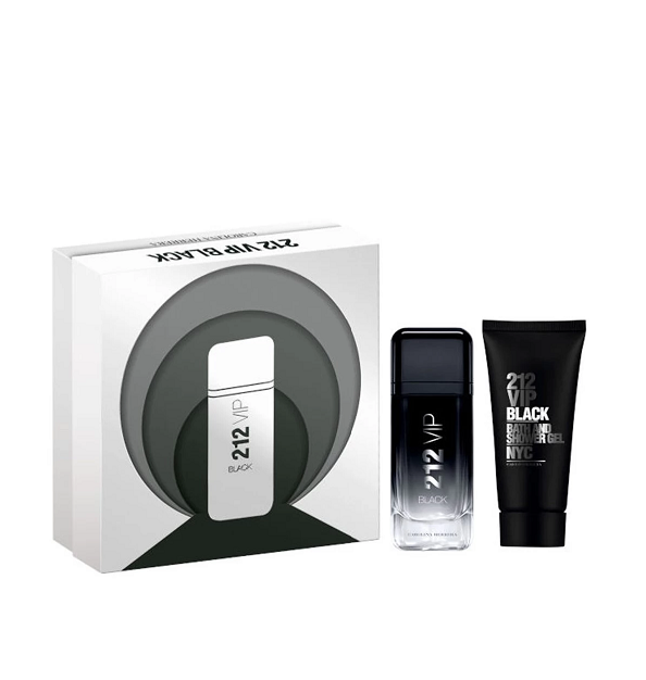 80 Carolina Herrera 212 VIP Black For Men (M) Set - EDP 100ml + Bath & Shower Gel 100ml - Slika 1